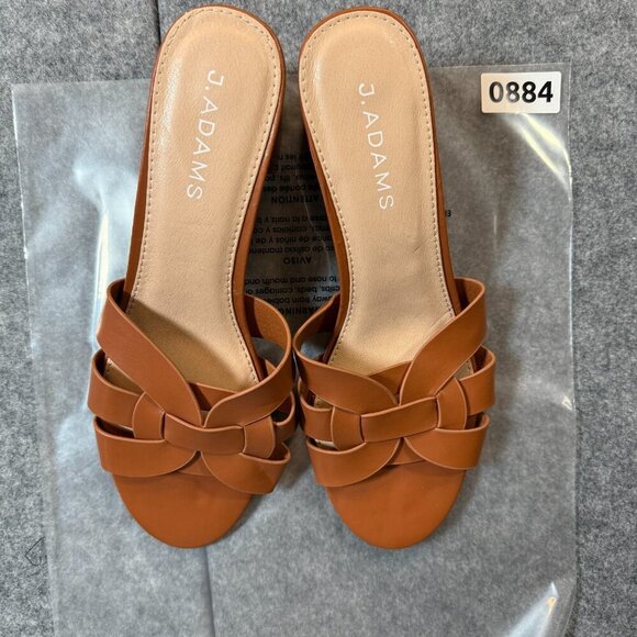 J. Adams Nori Womens US 8.5 Sandals Brown Faux Leather Slip On Block Heel Mules - Picture 6 of 6